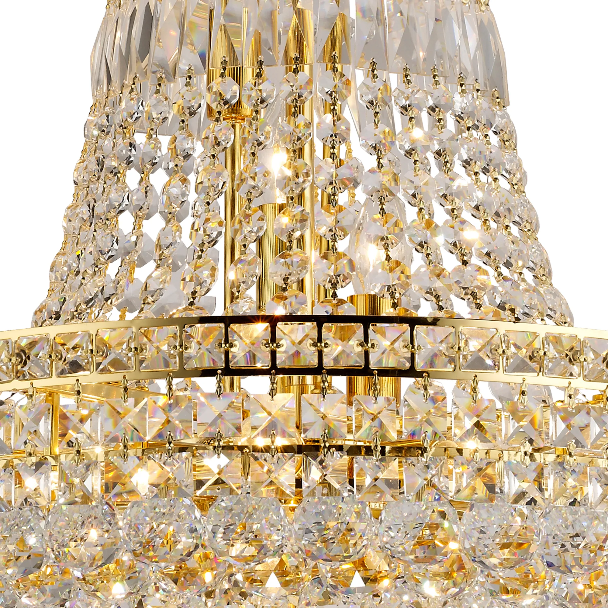 Frances Crystal Chandelier 14 Light (19.8kg) Gold IL32090  Diyas Frances